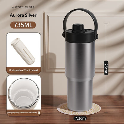 Insulated Straw Tumbler with Ceramic or Stainless Steel Liner - 725ml