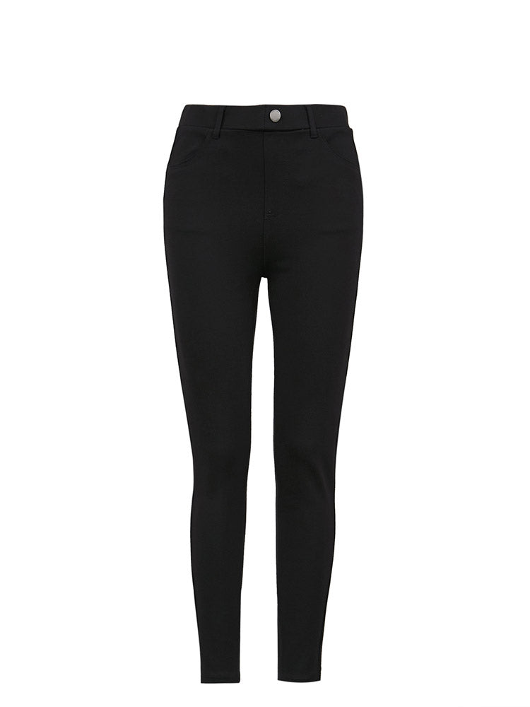 Fleece-Lined Pencil Pants - Warm Outer Wear Slacks for Women