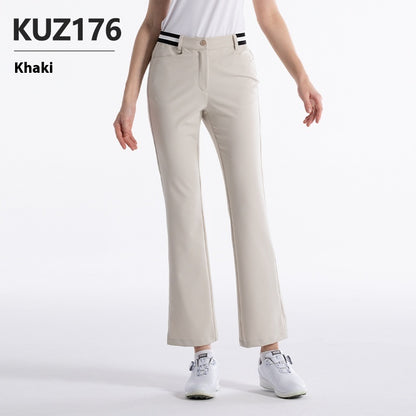 Women's Flared Elastic Waist Sports Pants - Cotton Blend Golf Trousers