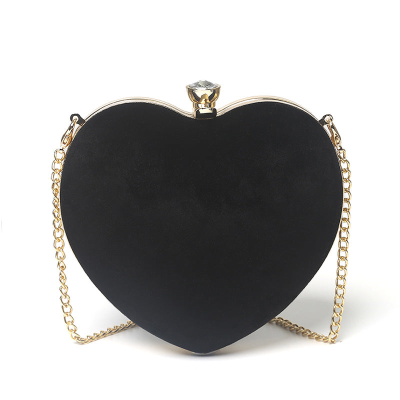 Heart-Shaped Plush Chain Bag - Casual Crossbody Handbag