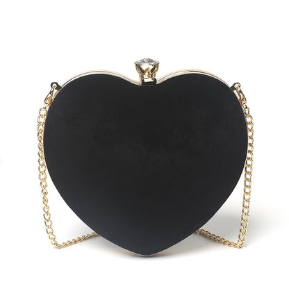 Heart-Shaped Plush Chain Bag - Casual Crossbody Handbag