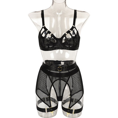 Women's Interwoven Mesh Bra Lingerie Set - Soft Delicate Design