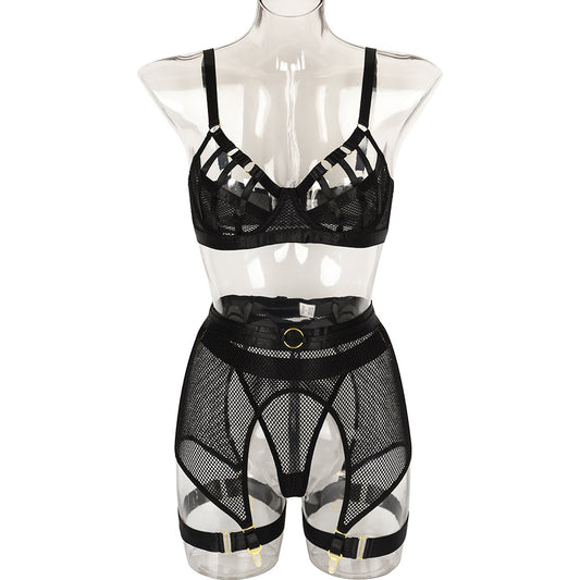 Women's Interwoven Mesh Bra Lingerie Set - Soft Delicate Design