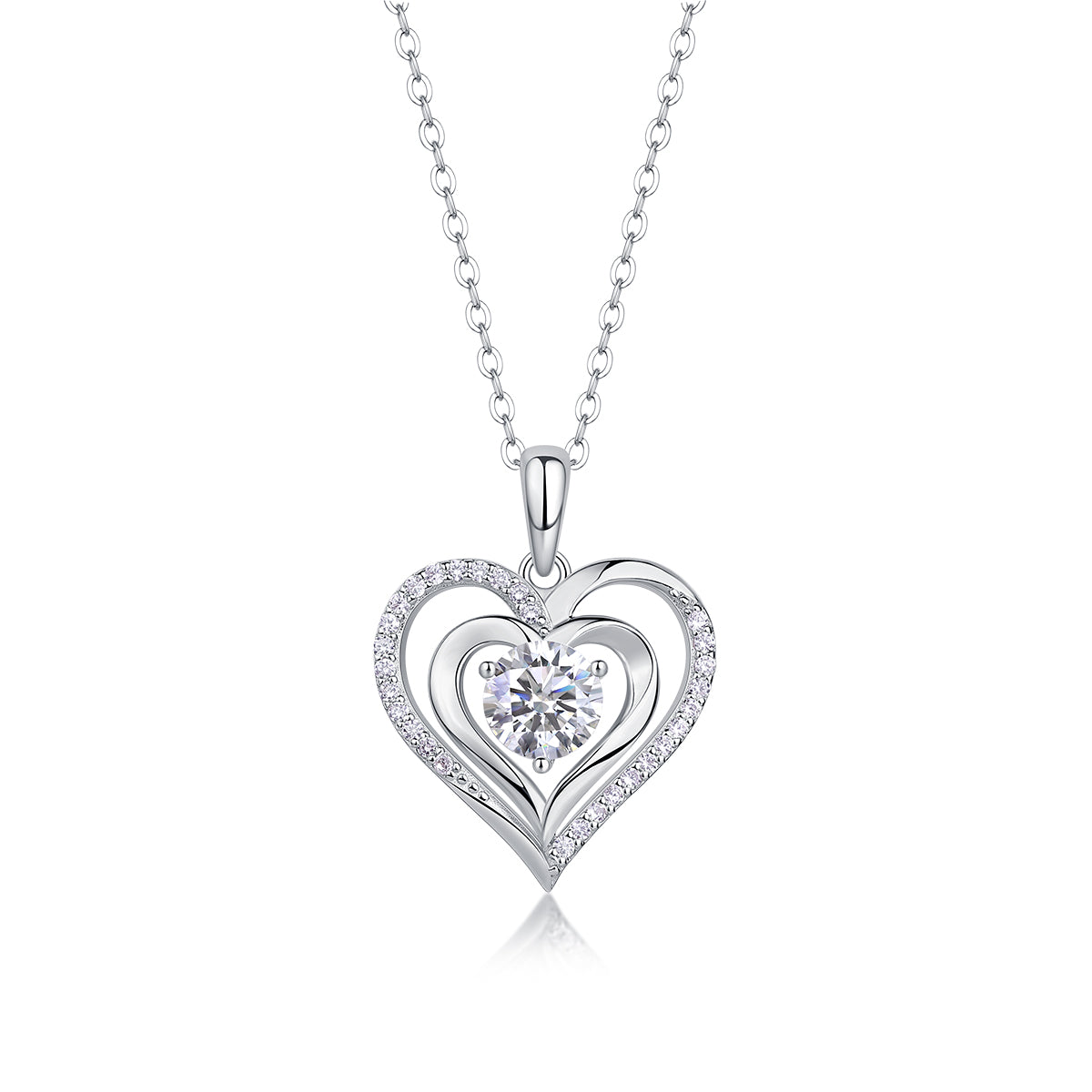 1 Carat Moissanite Pendant Necklace - S925 Silver Platinum Plated Light Luxury Jewelry