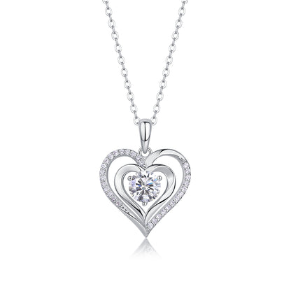 1 Carat Moissanite Pendant Necklace - S925 Silver Platinum Plated Light Luxury Jewelry