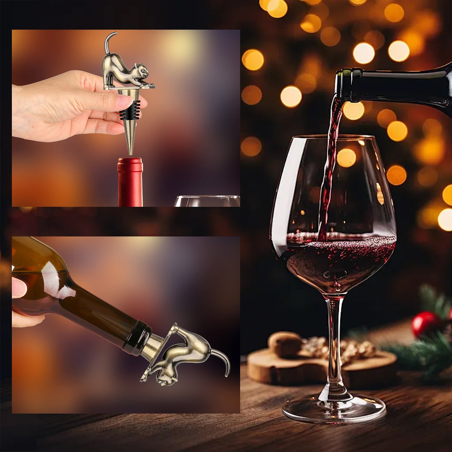 Cat Wine Stopper Set - Zinc Alloy Bottle Stopper Gift Box