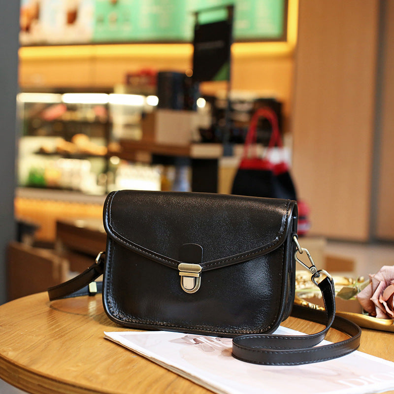 Genuine Leather Crossbody Messenger Bag - First Layer Cowhide with Multiple Compartments
