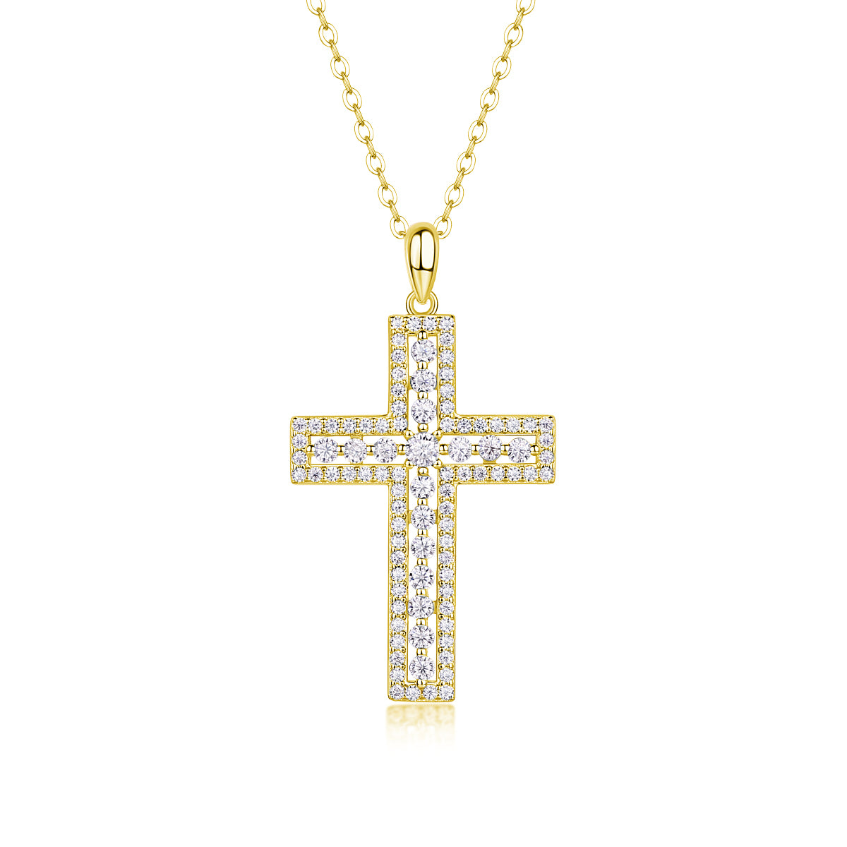Moissanite Necklace Pendant Set - S925 Silver with Platinum Plated Gold in 3 Colors