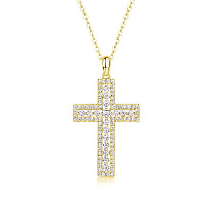 Moissanite Necklace Pendant Set - S925 Silver with Platinum Plated Gold in 3 Colors