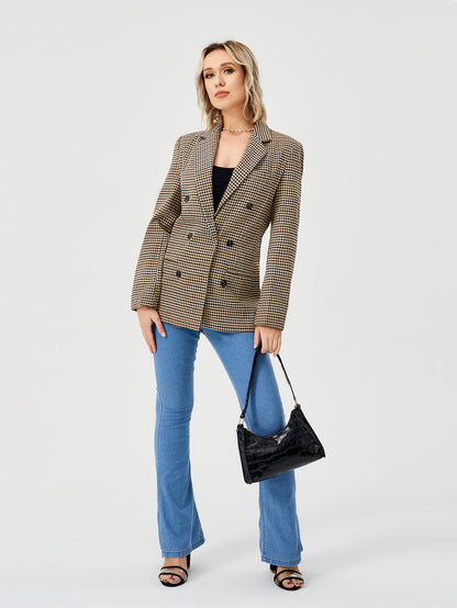 Women's Double Breasted Blazer - Long Sleeve Work Office Jacket