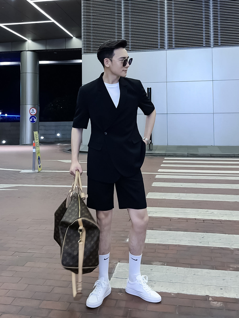 Men's Solid Color Short Sleeve Shirt & Shorts Set - Premium Two-Piece Summer Suit