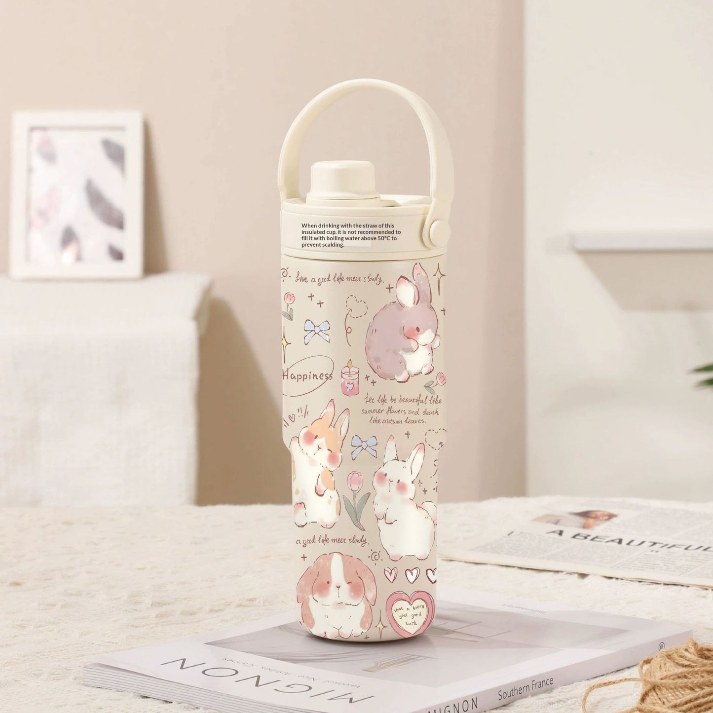 Insulated Straw Tumbler with Ceramic or Stainless Steel Liner - 725ml