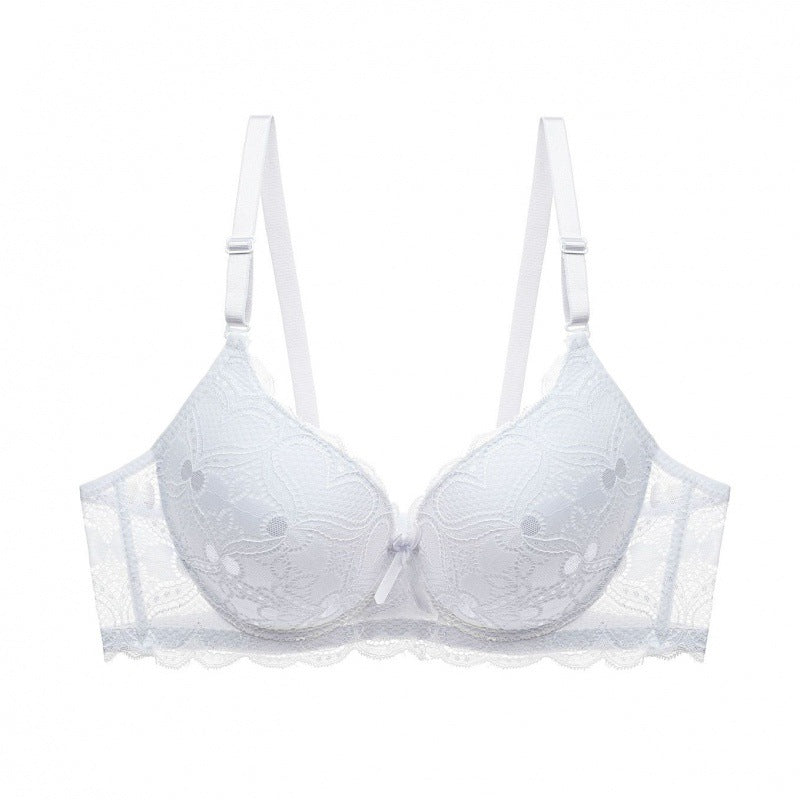 Lace Push-Up Bra - 3/4 Cup Underwire with Hollow Design