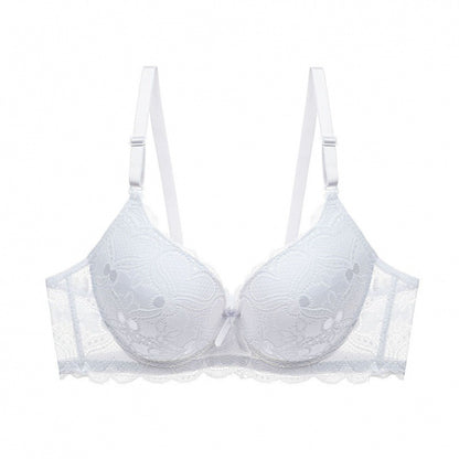 Lace Push-Up Bra - 3/4 Cup Underwire with Hollow Design