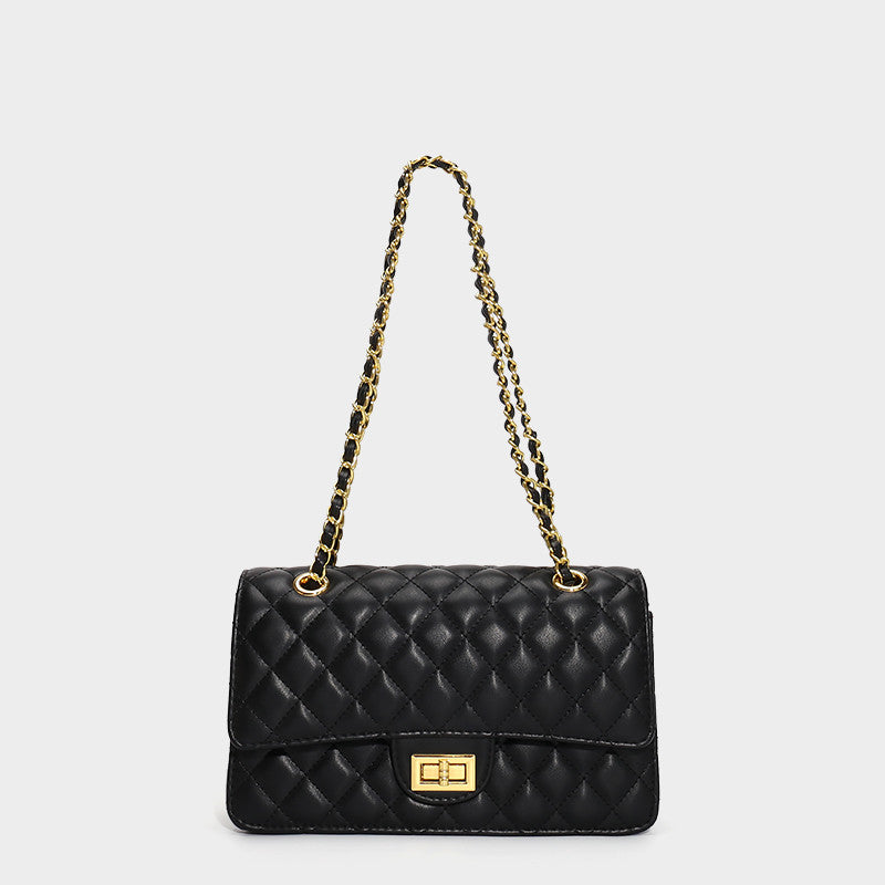 Large Capacity Quilted Lingerie Travel Bag - Cowhide Leather Crossbody