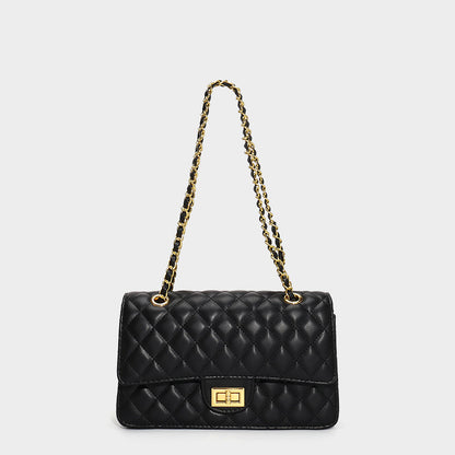 Large Capacity Quilted Lingerie Travel Bag - Cowhide Leather Crossbody