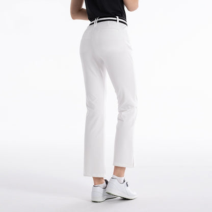 Women's Flared Elastic Waist Sports Pants - Cotton Blend Golf Trousers
