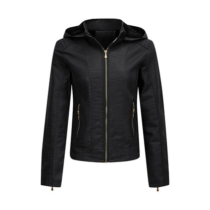 Women's Plush Hooded Winter Coat - Thickened Zipper Jacket with Pockets