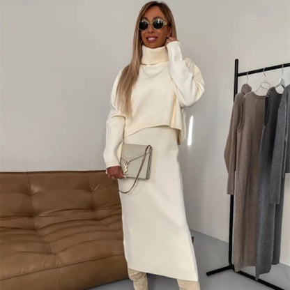 Turtleneck Sweater & Sleeveless Dress Set - 2-Piece Winter Outfit