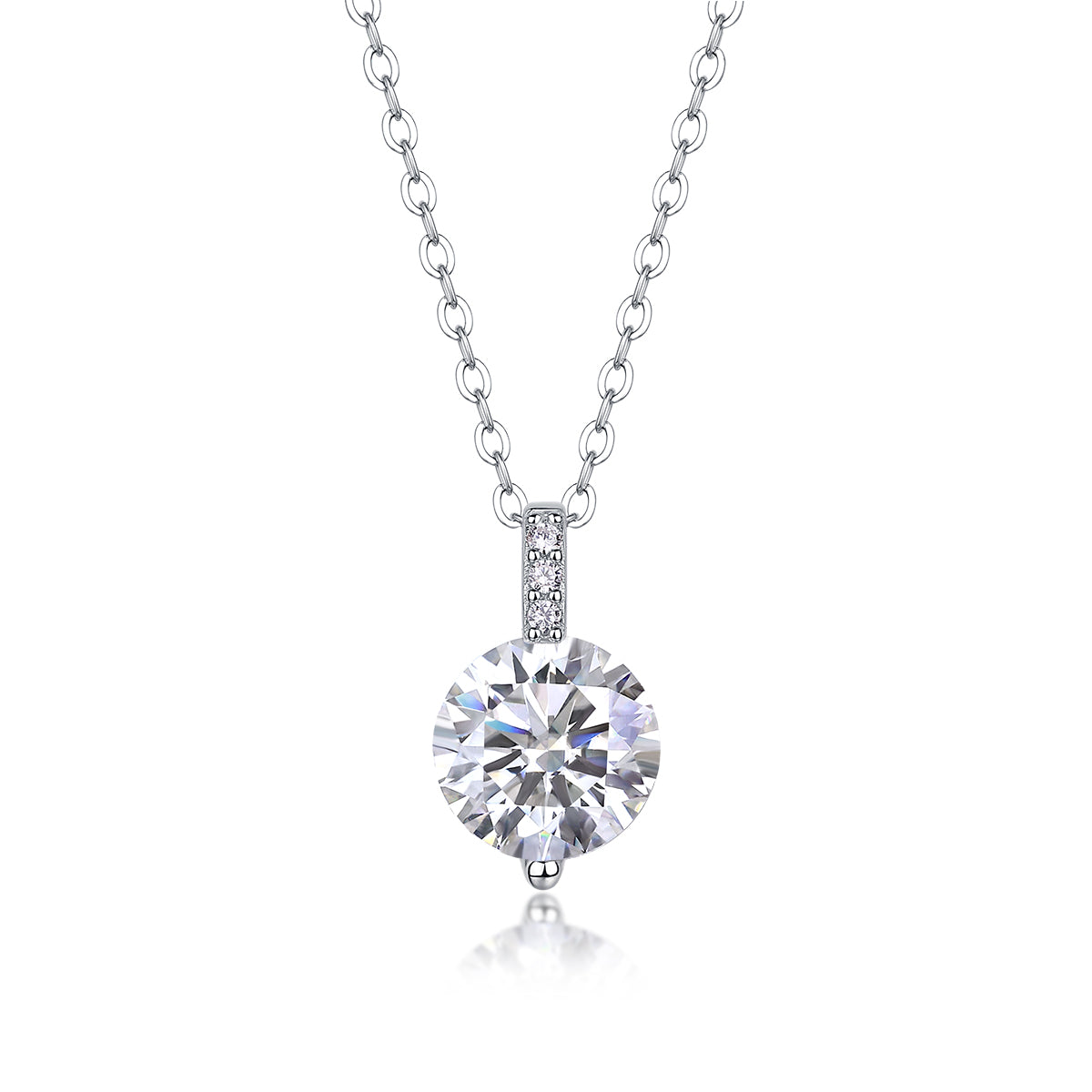 2 Carat Moissanite Pendant Necklace - S925 Silver Platinum Plated Light Luxury Jewelry