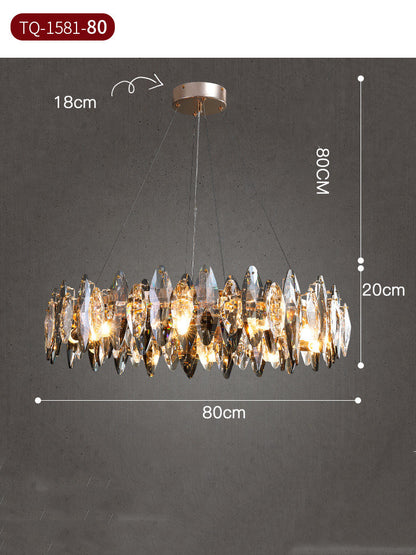 Modern Crystal Chandelier - K9 Crystal Ceiling Light with Three-Color Lighting