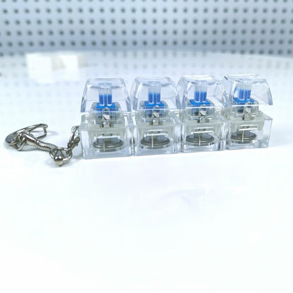 4-Key Mechanical Keyboard Keychain | Tactile Clicker Stress Relief Gadget | Transparent & LED Light Variants