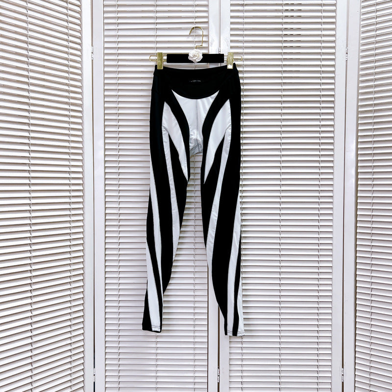 Fashion Mesh Stitching Cropped Leggings - Polyester Activewear