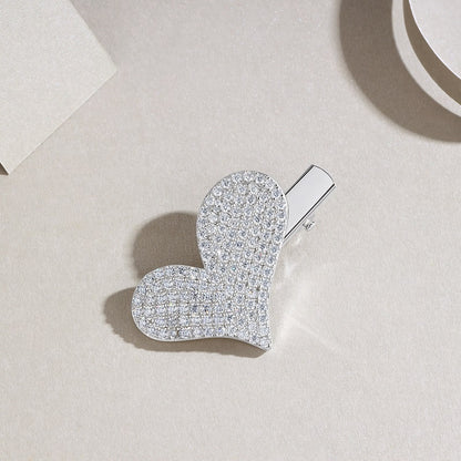 Heart-Shaped Moissanite Hair Clip - S925 Silver Platinum-Plated Accessory