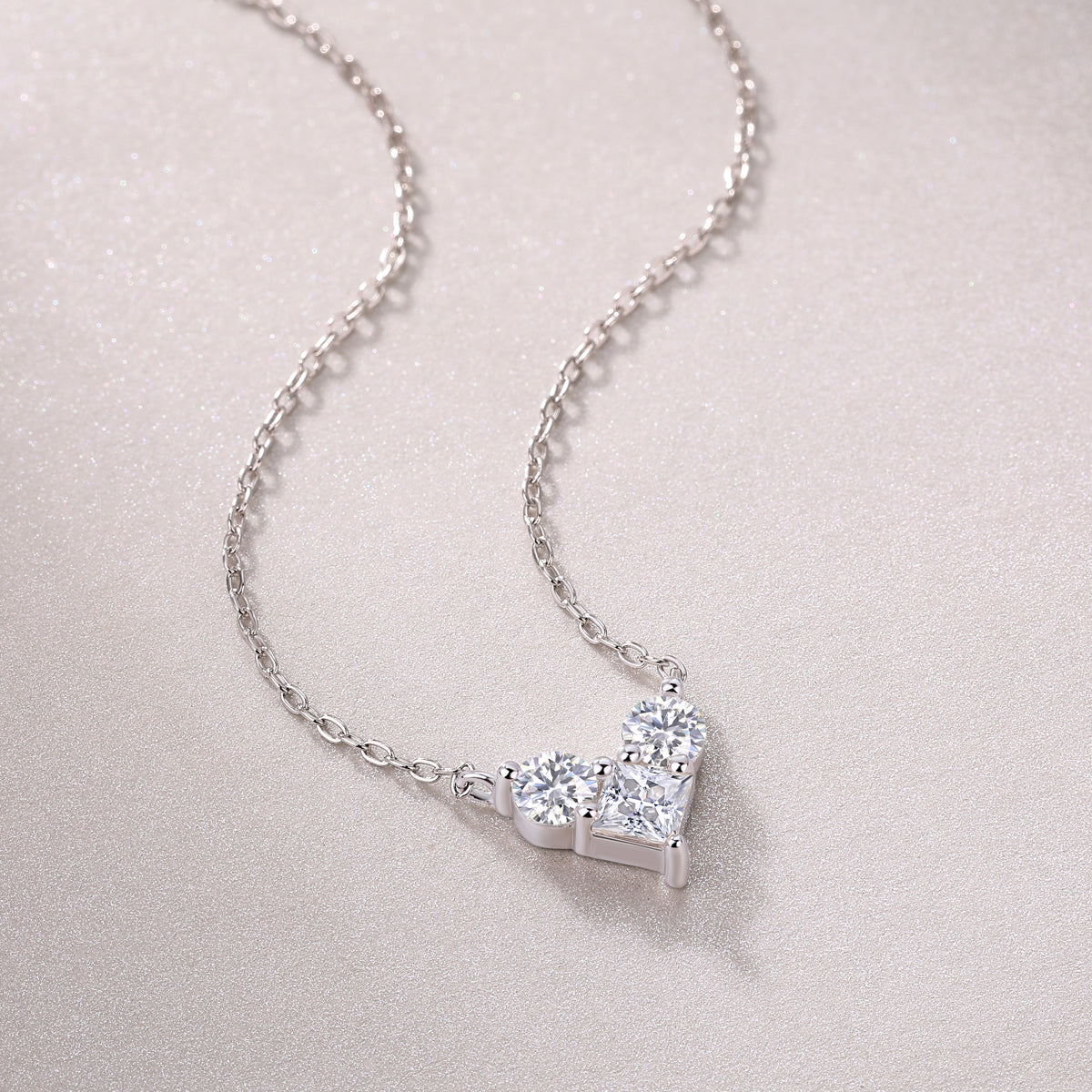 Love In The Present Moissanite Necklace - S925 Sterling Silver Platinum Plated Pendant