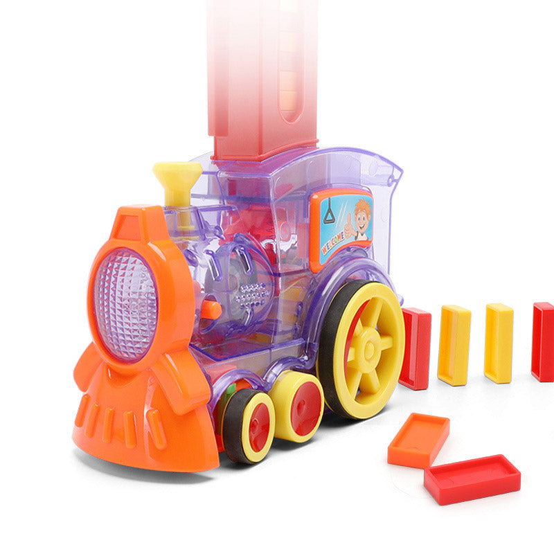 Automatic Domino Train Toy - Electric Building Blocks Train with 100 Dominoes