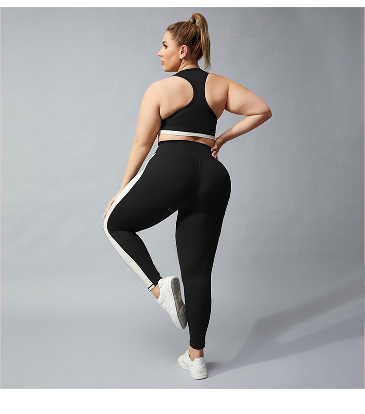 Women's Contrast Color Sports Set - Quick Dry Activewear