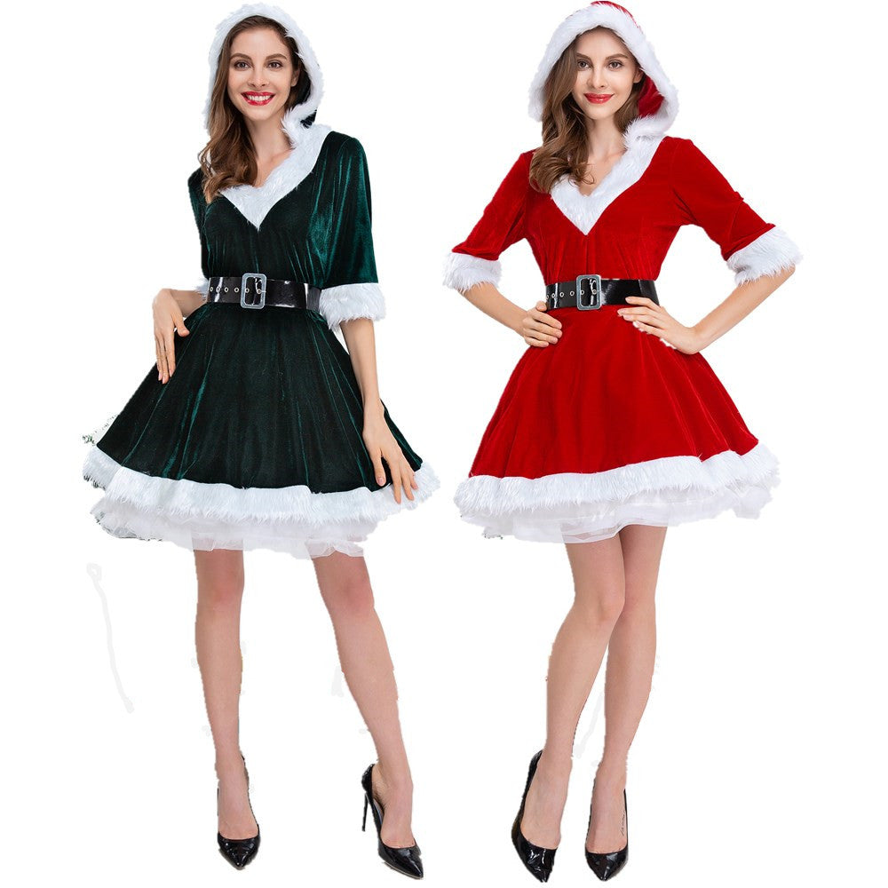 Women's Long Sleeve Mesh Dress - V-Neck Sleepwear with Plush Trim