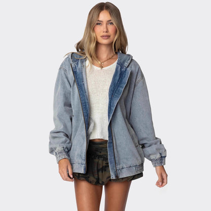 Women's Autumn Loose Versatile Long Denim Jacket - Oversized Casual Outerwear