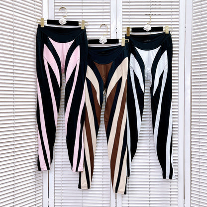 Fashion Mesh Stitching Cropped Leggings - Polyester Activewear