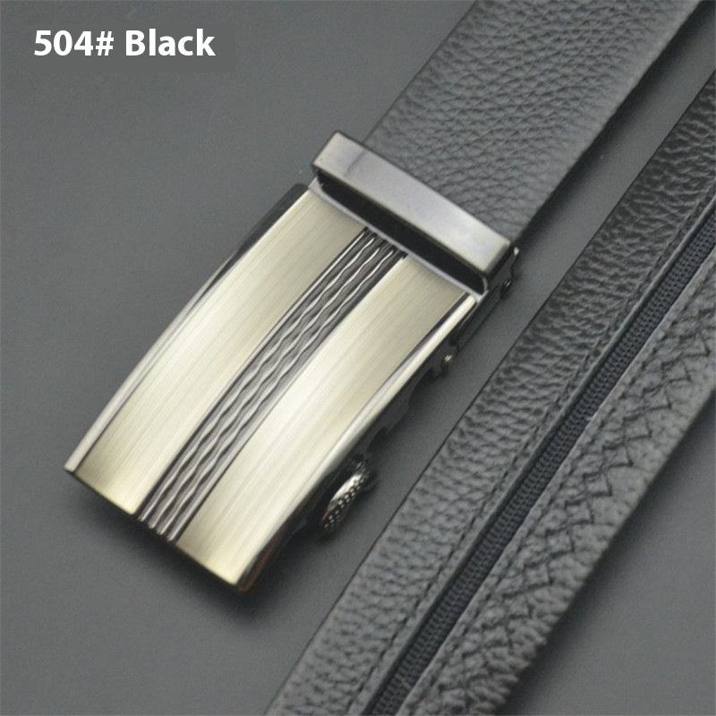 First Layer Cowhide Leather Belt with Hidden Money Compartment - Automatic Buckle
