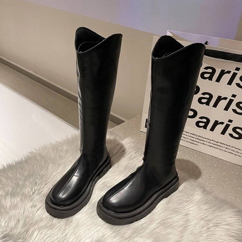 Women's Over-the-Knee Platform Boots with Back Zipper - Waterproof