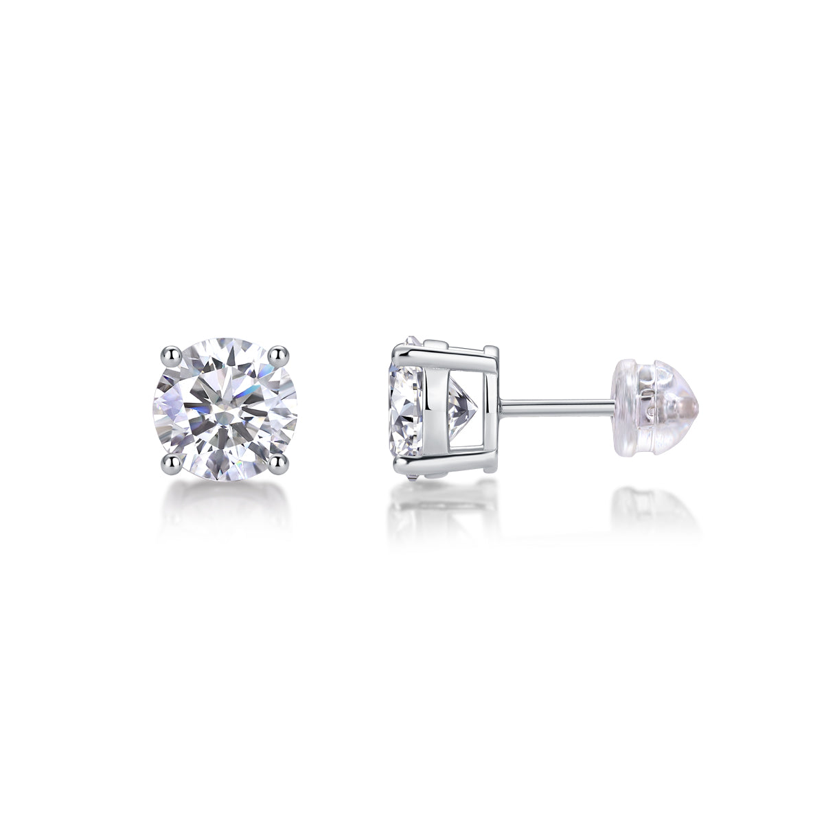 Moissanite Stud Earrings - S925 Sterling Silver Platinum Plated