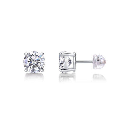 Moissanite Stud Earrings - S925 Sterling Silver Platinum Plated
