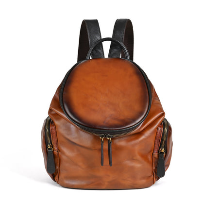 Soft Leather Backpack - Retro Forest Style Women's Bag