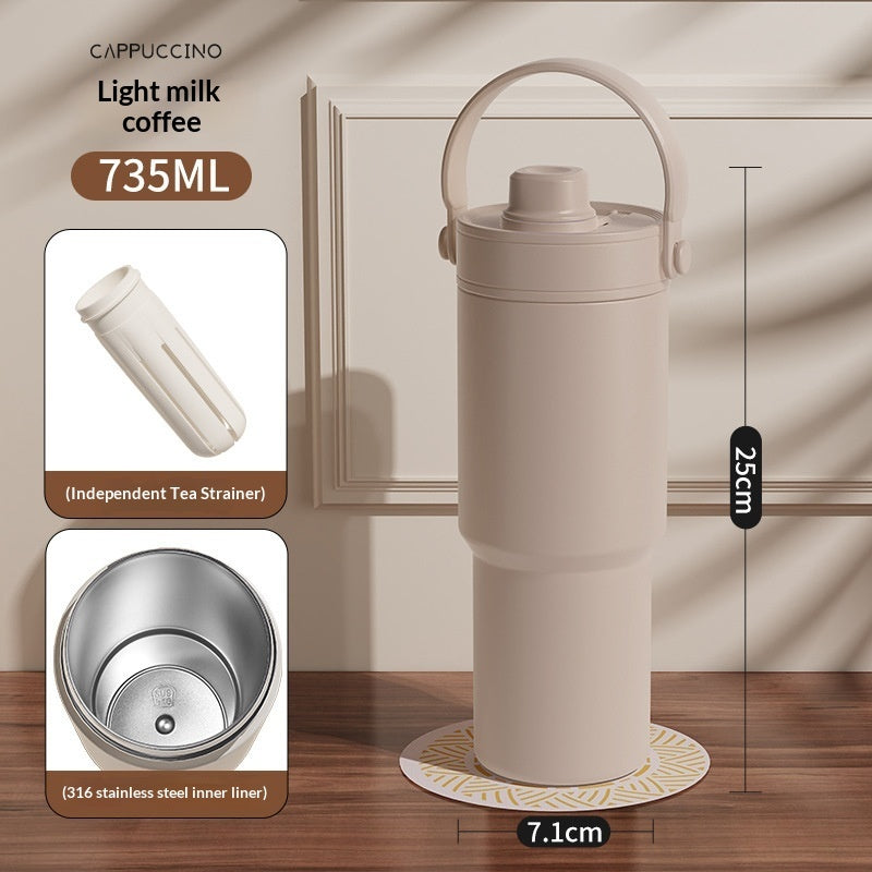 Insulated Straw Tumbler with Ceramic or Stainless Steel Liner - 725ml