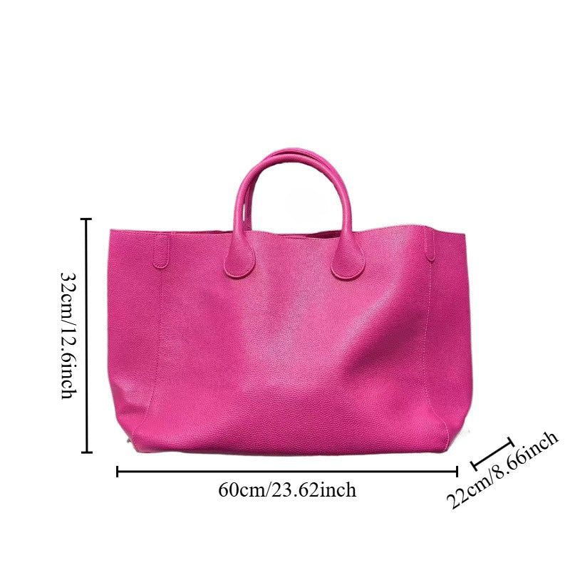 Women's Soft PU Leather Tote Bag - Urban Minimalist Shoulder Bag with Pendant