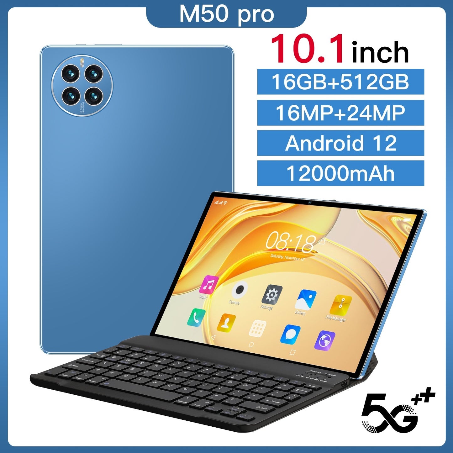 10.1-Inch Tablet Computer - Portable Android Tablet with Detachable Keyboard