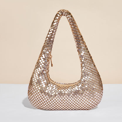 Metallic Gold Clutch Evening Bag - Elegant Underarm Purse for Special Occasions