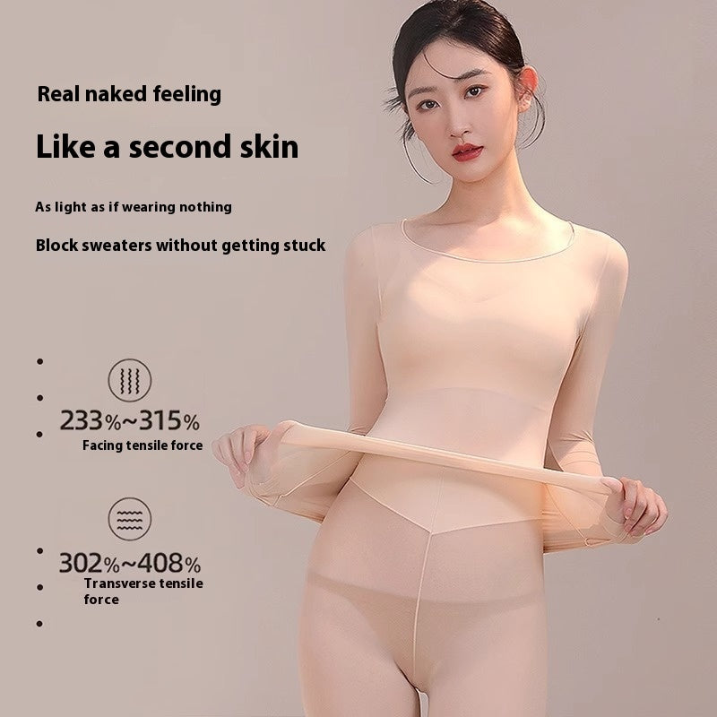 Women's Ultra-Thin Thermal Underwear Set - Lightweight Nylon Spandex Base Layer