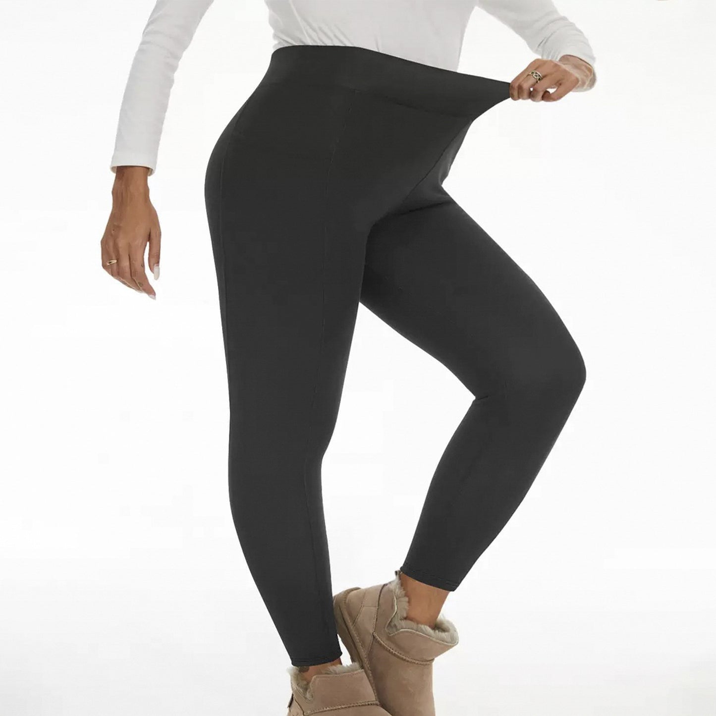 Fleece-Lined Padded Warm Pencil Pants - Tapered Cropped Trousers