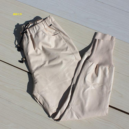 Women's Genuine Sheepskin Leather Baggy Trousers - Street Style