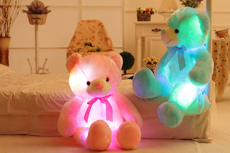 LED Light-Up Teddy Bear - Color-Changing Plush Toy with 7 Glowing Colors