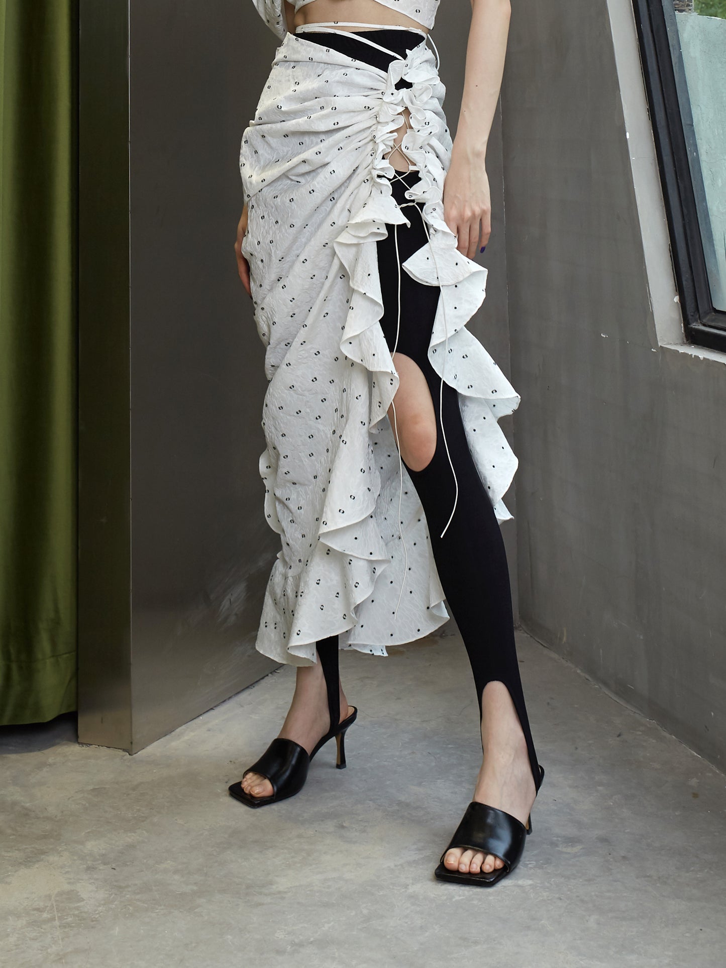 Geometric Hollow Irregular Leggings - All-Match Polyester Trousers