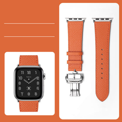 Premium Leather Smartwatch Strap with Butterfly Clasp - Hand-Stitched Band