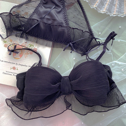 Two-Piece Bra and Shorts Set with Bow Detail - Cotton Lined